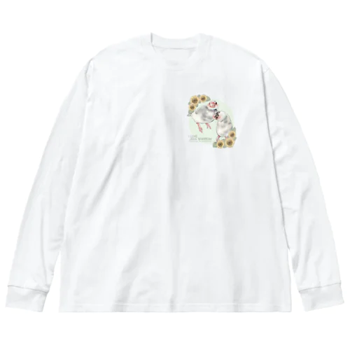 【No.1】I LOVE JAVA SPARROW（ごま塩柄） Big Long Sleeve T-Shirt