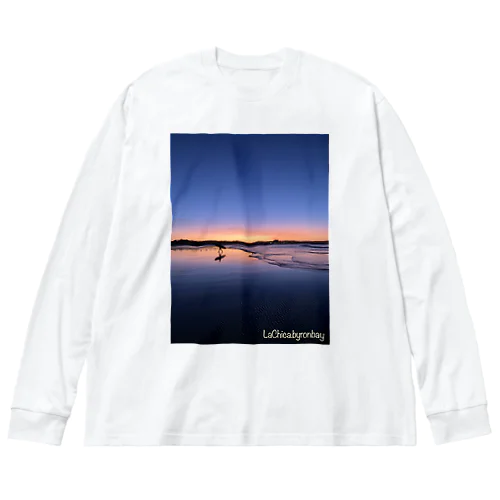 Sunset Beach with Surfer ビッグシルエットロングスリーブTシャツ