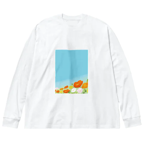 空とポピー ビッグシルエットロングスリーブTシャツ