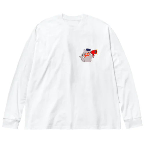 もちもちほっぺのねこ ビッグシルエットロングスリーブTシャツ