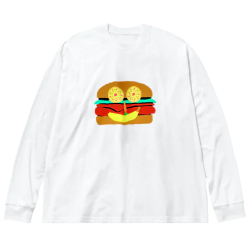 ピザの目バーガー ビッグシルエットロングスリーブTシャツ