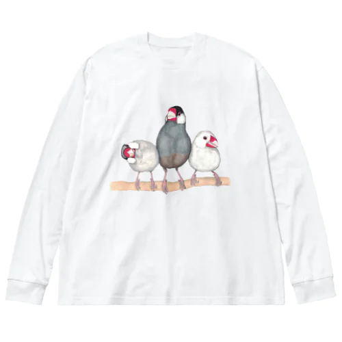 [森図鑑] 三羽文鳥 ビッグシルエットロングスリーブTシャツ