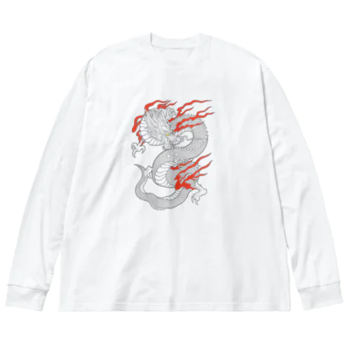 白龍 (線画) ビッグシルエットロングスリーブTシャツ