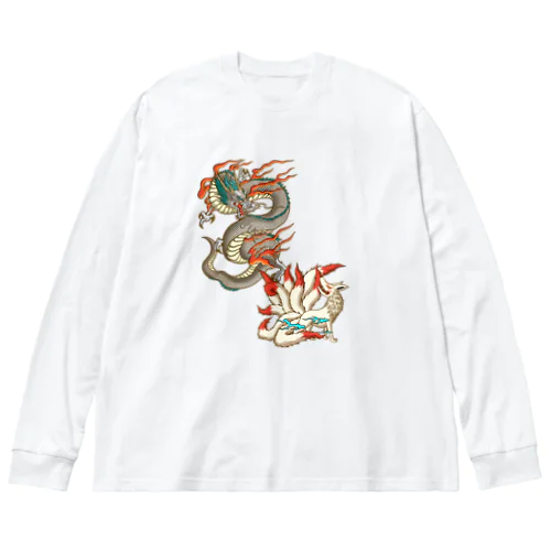 九尾の狐と白龍 Big Long Sleeve T-Shirt