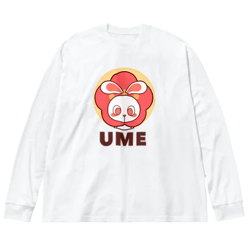 ぽっぷらうさぎ(UME・黄) ビッグシルエットロングスリーブTシャツ