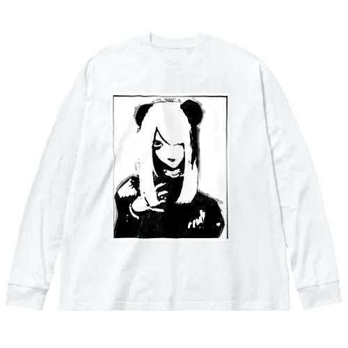 goth girl white ビッグシルエットロングスリーブTシャツ