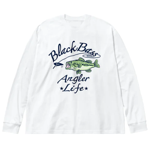 ブラックバス Black bass 釣り人 デザイン・イラスト・アイテム・ブラックバス Tシャツ グッズ・オリジナル(C) Big Long Sleeve T-Shirt