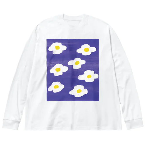 パープルフラワー ビッグシルエットロングスリーブTシャツ