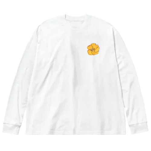 オレンジハイビスカス　Orange Hibiscus Big Long Sleeve T-Shirt