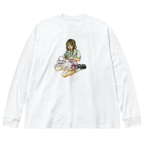 幸福な女 Big Long Sleeve T-Shirt