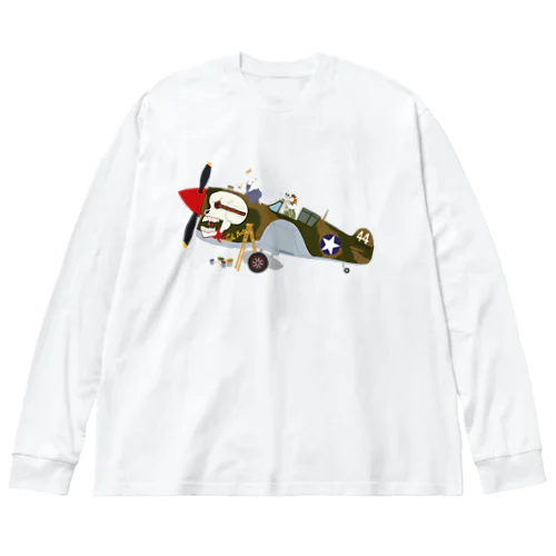 ノーズアートを描くすろくま。戦闘機P-40、SKULL Big Long Sleeve T-Shirt