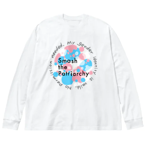 smash the patriarchy! トランスジェンダーフラッグカラー ビッグシルエットロングスリーブTシャツ