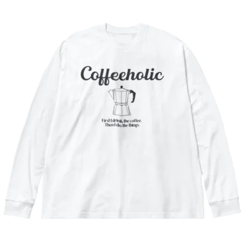 COFFEEHOLIC black logo 루즈핏 롱 슬리브 티셔츠