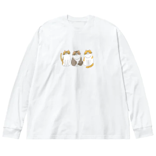 ふわふわ３にゃんず ビッグシルエットロングスリーブTシャツ