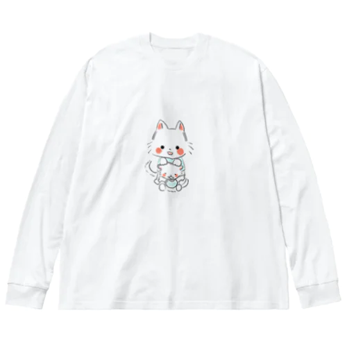 ふわふわニャンズ　コップ ビッグシルエットロングスリーブTシャツ