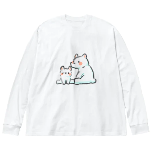 ふわふわシロクマ親子 ビッグシルエットロングスリーブTシャツ