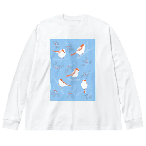 野鳥観察_エナガ ビッグシルエットロングスリーブTシャツ