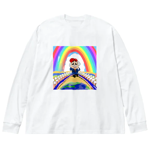 デニムつなぎジィジーの散歩 Big Long Sleeve T-Shirt