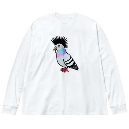 パンクロッカー鳩 ビッグシルエットロングスリーブTシャツ