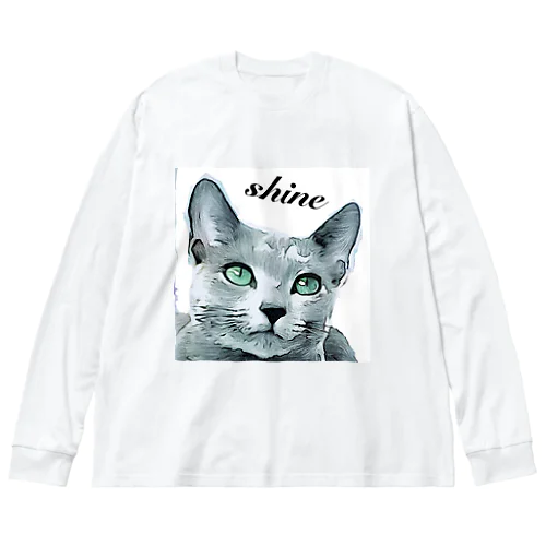 I love cats ロシアンブルー ビッグシルエットロングスリーブTシャツ