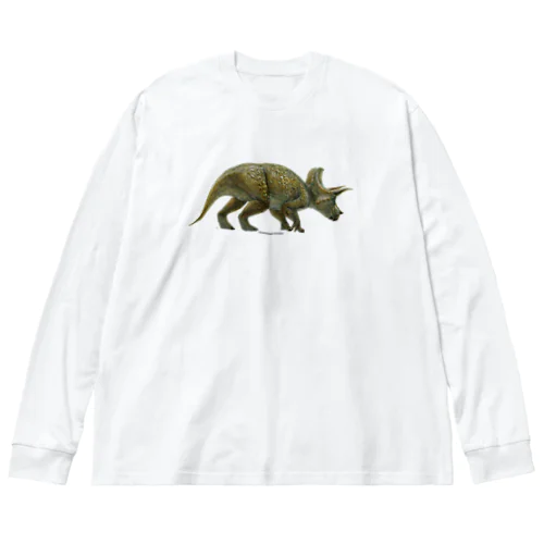 Triceratops horridus(トリケラトプス ・ホリドゥス)着彩画 ビッグシルエットロングスリーブTシャツ