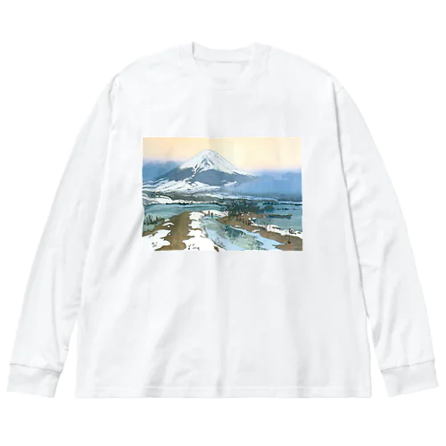 日本画：Fuziyama 吉田博_冨士拾景 河口湖 ビッグシルエットロングスリーブTシャツ