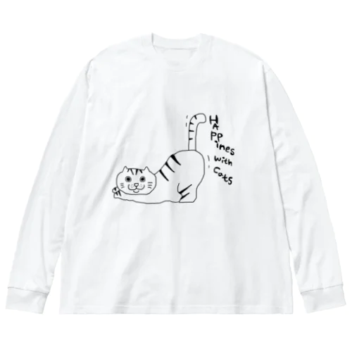 茶トラねこおしりをあげる ビッグシルエットロングスリーブTシャツ