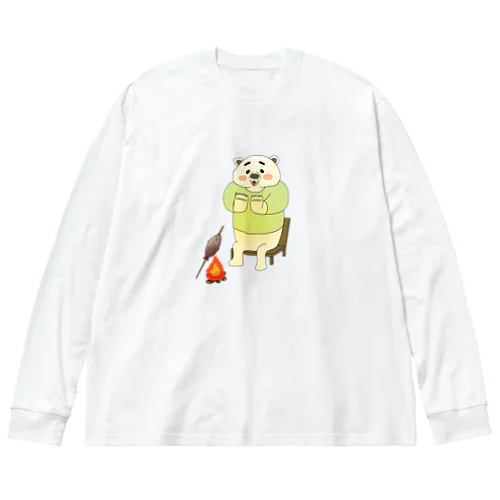 暖まる白熊 ビッグシルエットロングスリーブTシャツ