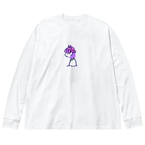 ネコ耳さん/ピンクニット帽 ビッグシルエットロングスリーブTシャツ