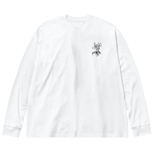 泣いたら花が咲いた(クロ) ビッグシルエットロングスリーブTシャツ