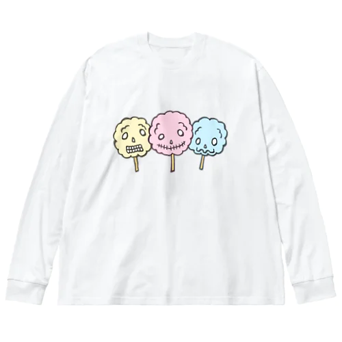 ドクロ風味な綿菓子 ビッグシルエットロングスリーブTシャツ
