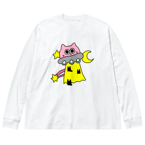 ネコちゃんもどき　UFO ビッグシルエットロングスリーブTシャツ