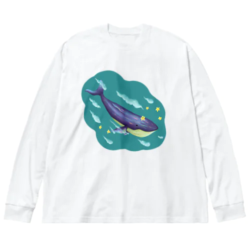 星と泳ぐシロナガスクジラ Big Long Sleeve T-Shirt