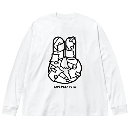 テープぺたぺたうさぎ/白 Big Long Sleeve T-Shirt