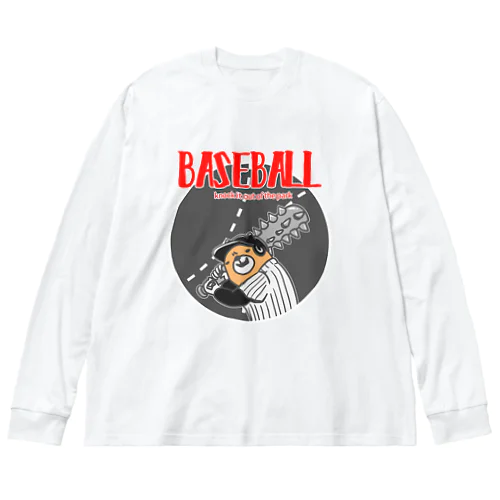 野球Bear2(凶悪顔クマシリーズ) ビッグシルエットロングスリーブTシャツ