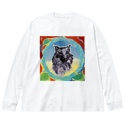 絵画風の犬 ビッグシルエットロングスリーブTシャツ