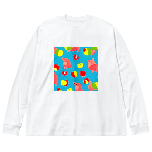 ブタとりんご Big Long Sleeve T-Shirt