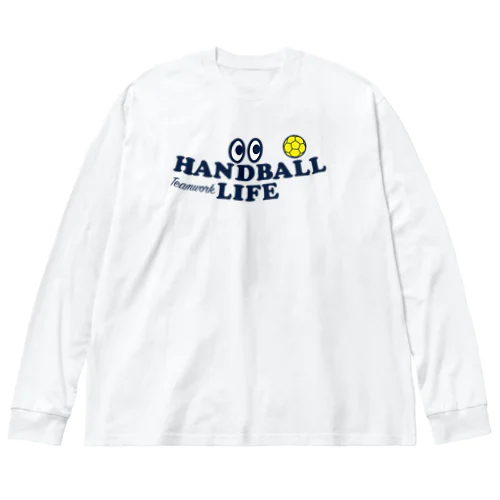 ハンドボール・目玉・HANDBALL・デザイン・Tシャツ・送球・男子・女子・得点・ボール・選手・ポジション・応援・スポーツ・かっこいい・かわいい・ステップシュート・有望・確実 ビッグシルエットロングスリーブTシャツ