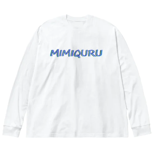 MIMIQURU ミミキュル　ブルー夏文字 ビッグシルエットロングスリーブTシャツ