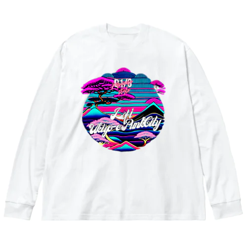 【lofiアート】ネオ浮世絵と盆栽: 北斎イズムのサイバーパンクが織りなす日本の景色の旅 Big Long Sleeve T-Shirt