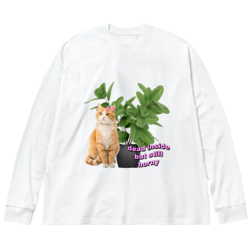 植物とねこ_02 ビッグシルエットロングスリーブTシャツ