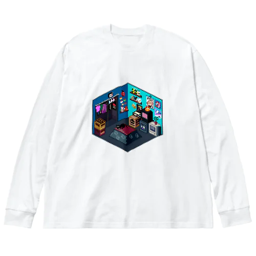 VA-11 Hall-A ジルの部屋風なピクセルルームTシャツ【白】 ビッグシルエットロングスリーブTシャツ