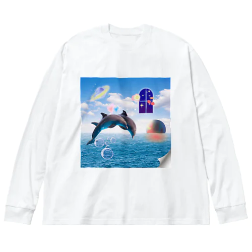 イルカと遊ぼう ビッグシルエットロングスリーブTシャツ