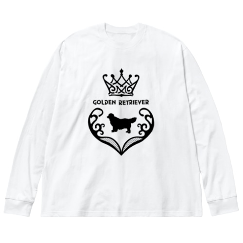 ゴールデンレトリバー　crown heart　onehappiness　black Big Long Sleeve T-Shirt
