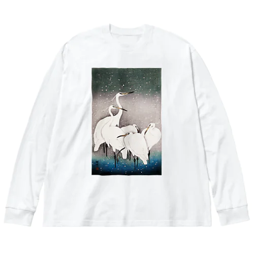 小原古邨　雪中群鷺（白鷺の群れ）日本のアートTシャツ＆グッズ Big Long Sleeve T-Shirt