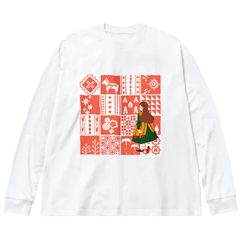 patchwork GIRL ビッグシルエットロングスリーブTシャツ