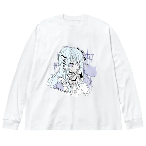 淡色青紫系女の子 ビッグシルエットロングスリーブTシャツ