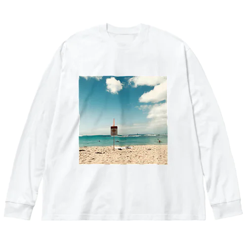 海、砂浜、空 ビッグシルエットロングスリーブTシャツ