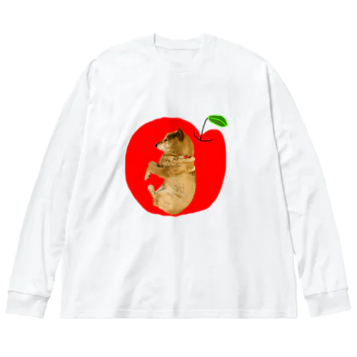 りんご&わんこ林檎と柴犬 ビッグシルエットロングスリーブTシャツ