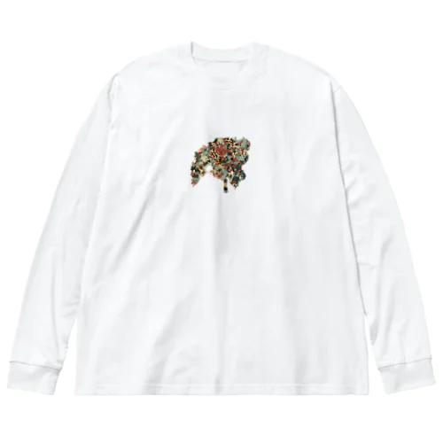 カモ柄カエル ビッグシルエットロングスリーブTシャツ